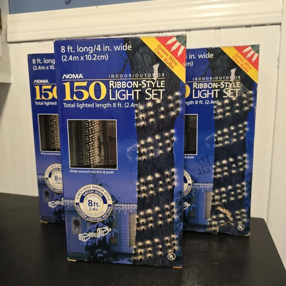 3‎ NIB Clear 150 Light Sets Indoor/Outdoor Ribbon Style Tree Lights